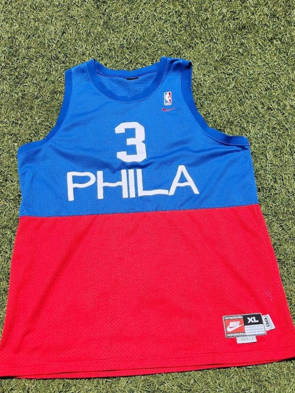 Nike Allen Iverson Blue & Red PHILA Basketball Jersey with Number 3